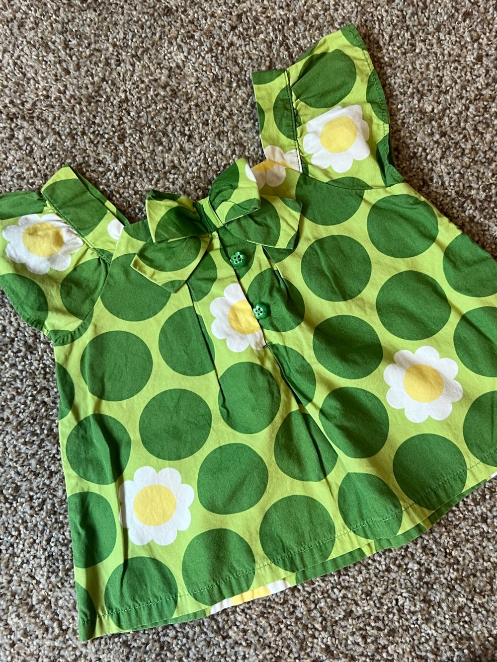 🎉5/$20🎉 GYMBOREE Green Polka Dot Daisy Ruffle Toddler Blouse - Picture 2 of 3